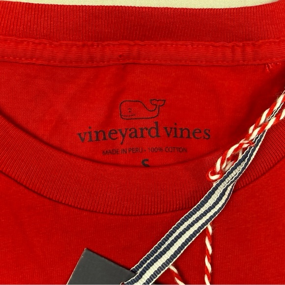 Vineyard Vines Mens Santa Whale Pocket T-Shirt Sz Small Long Sleeve Red A7 - Picture 4 of 10
